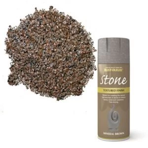Image of Rust-Oleum Stone Mineral brown Textured effect Multi-surface Spray Paint 400ml