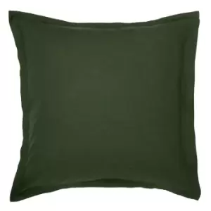 Image of Linen Cotton Square Pillowcase Green - Cream