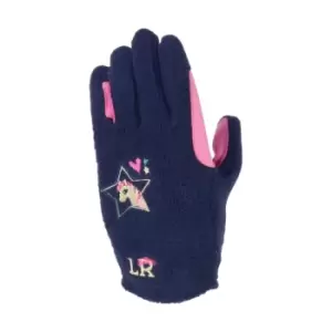 image of Little Rider Childrens/Kids Fleece Riding Gloves (L) (Navy/Pink)