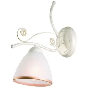 image of Retro Wall Light With Glass Shade White, 1x E27