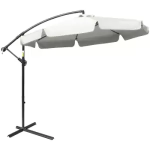 image of Outsunny 2.7M Garden Cantilever Banana Parasol Sun Shade With Crank - Cream