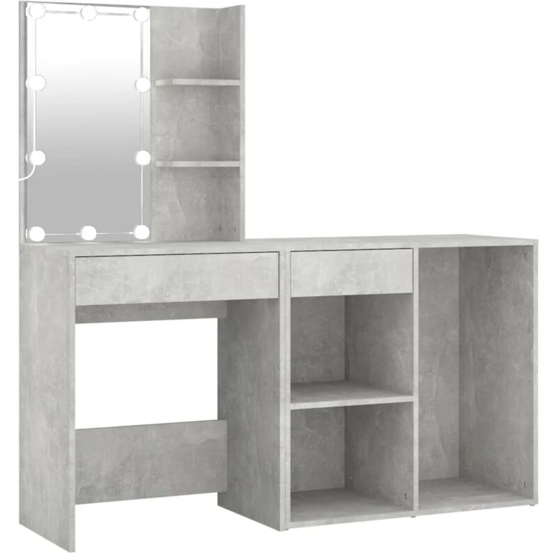 Image of VIDAXL LED Dressing Table with Cabinet Concrete Grey Engineered Wood Vidaxl 8720286660898