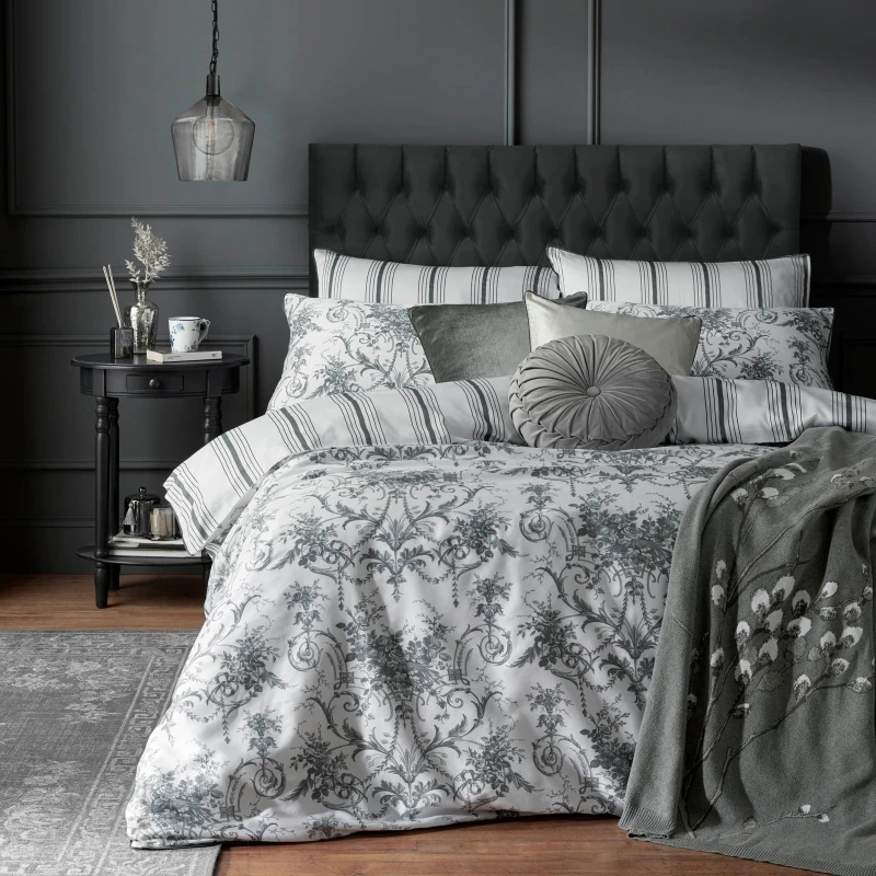 Image of Laura Ashley Tuileries Duvet Cover Bedding Set Charcoal