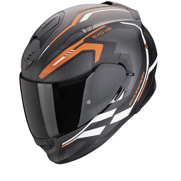 image of Scorpion EXO-491 Kripta Matt Black-Orange-White Full Face Helmet 2XL