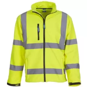 Image of Yoko Mens Hi-Vis Sofshell Jacket (Pack of 2) (2XL) (Hi-Vis Yellow) - Hi-Vis Yellow