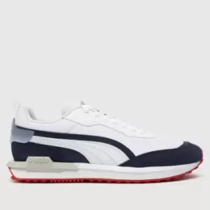 image of PUMA White & Blue City Rider Gradient Trainers