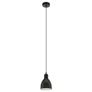 image of Hanging Ceiling Pendant Light Black & White Steel 1 x 40W E27 Bulb