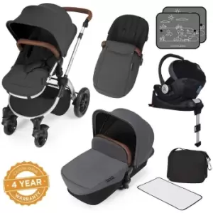 image of ickle bubba Stomp V3 Silver All-in-One i-Size Travel System - Graphite Grey