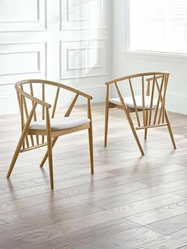 Image of SO'HOME Oran Oak Curved Spindle Back Dining Chair natural oak ONE SIZE