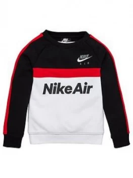 image of Nike Sportswear Air Younger Boys Crew Neck Sweat Shirt - Black/Red, Size 3-4 Years