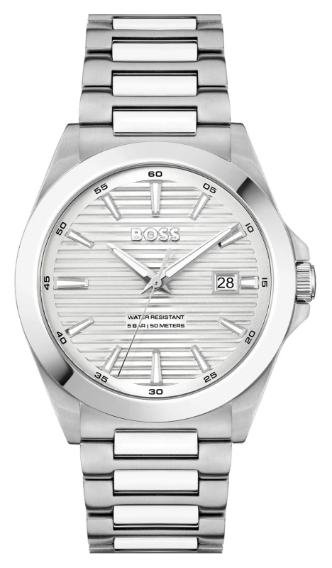 Image of BOSS 1514176 Mens Strike (41mm) Silver Dial / Stainless Watch