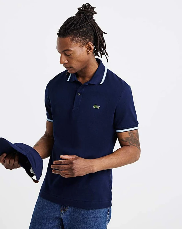 Image of Lacoste Lacoste Short Sleeve Tipped Polo Navy - Lacoste - Size: 3XL51 Navy Male 3XL51 LA35906