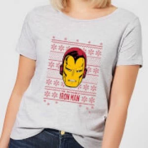 Image of Marvel Iron Man Face Womens Christmas T-Shirt - Grey - 3XL