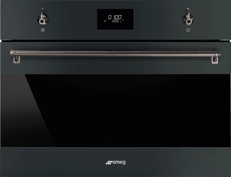 Image of Smeg Classic SO4301M0N 40 Litre 45cm High, Built In Microwave With Grill - Black