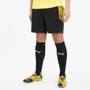 image of PUMA Football NXT Pro Knitted Mens Football Shorts, Black/Ultra Yellow, size Medium, Clothing