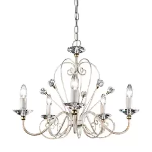 image of Rossana Lifestyle Murano Glass 5 Arm Chandelier Lacquered Champagne, Gold, 5x E14