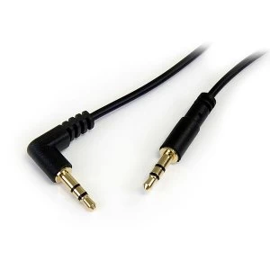 image of StarTech 3ft Slim 3.5mm to Right Angle Stereo Audio Cable - M/M