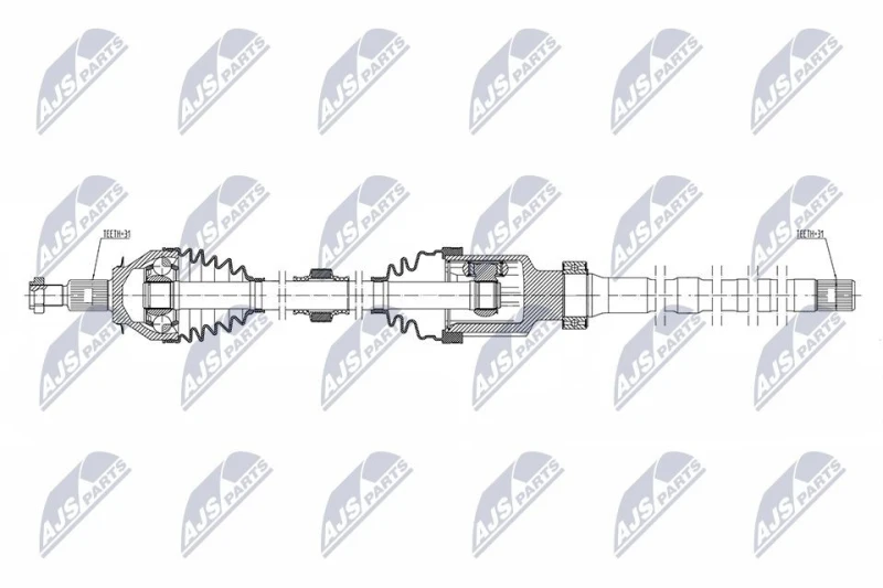 Image of NTY NPW-MZ-136 Drive shaft 6-Speed Automatic Transmission, Front Axle Right Drive Shaft (13)