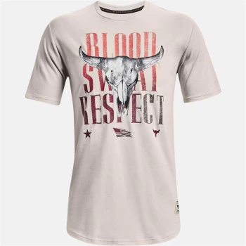 Image of Under Armour Project Rock T Shirt - White/Red