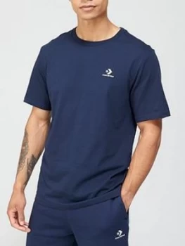 Image of Converse Embroidered Star Chevron Left Chest T-Shirt - Navy