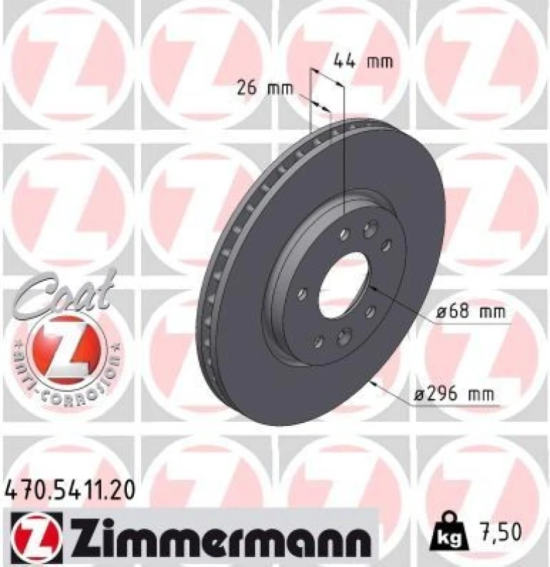 Image of ZIMMERMANN Brake disc ZIMMERMANN 470.5411.20