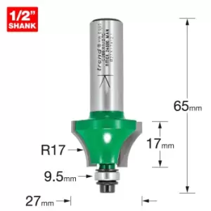 Image of Trend CRAFTPRO Bearing Guided Glazing Bar Ovolo Joint Router Cutter 27mm 17mm 1/2"