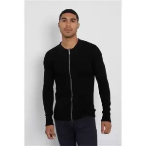 I Saw It First Black Knitted Zip Through Long Sleeve Top - Black