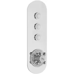 image of White Topaz Triple Outlet Push Button Shower Valve - Chrome - Hudson Reed