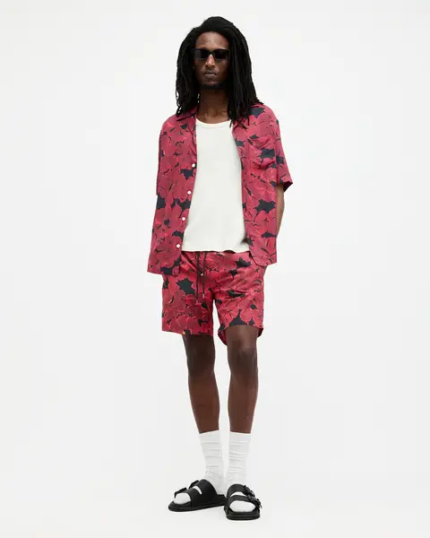 Image of AllSaints Kaza Elasticated Waist Floral Swimshorts