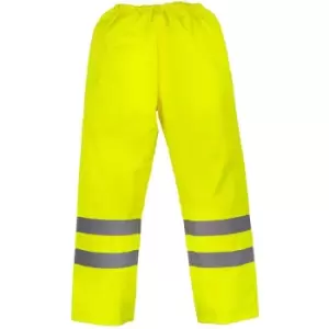 Image of Yoko Mens Hi-Vis Waterproof Contractor Over Trousers (Pack of 2) (L) (Hi-Vis Yellow) - Hi-Vis Yellow