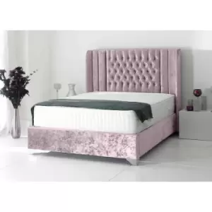 Image of Alexis Luxury Modern Beds - Plush Velvet, Double Size Frame, Pink - Pink