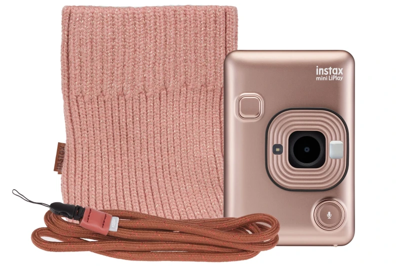 Image of Fujifilm Fujifilm Instax Mini LiPlay Hybrid Instant Camera - Blush Gold (Camera + Pouch + Strap) 16631849+70100144613