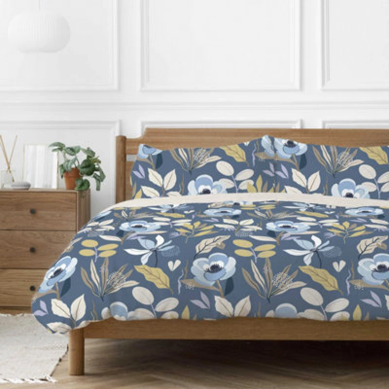 Image of Copenhagen Home Mia Floral King Size Duvet Cover Set With Pillowcases - Blue