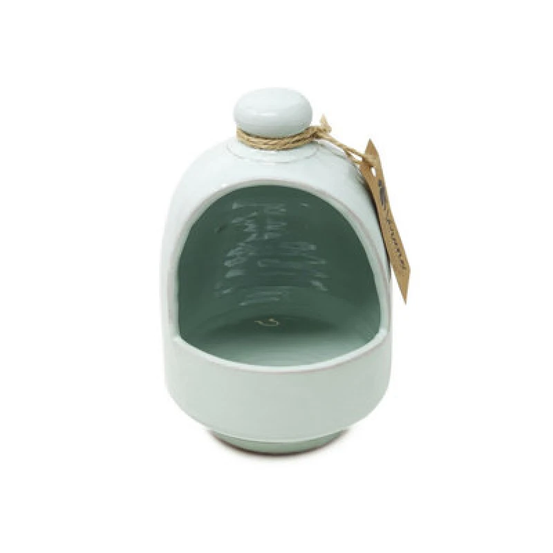 Image of Verano Spanish Ceramics Rustic Pastel Fully Dipped Terracotta Kitchen Dining Salt Pig Green (D) 11Cm