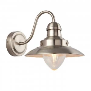Image of 1 Light Indoor Wall Light Clear Glass, Satin Nickel, E14