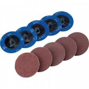 Image of Draper 50mm Diameter Aluminium Oxide Sanding Disc 50mm Assorted Pack of 10