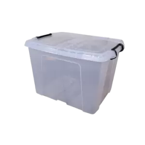 40L Smart Storage Box, Clear with Clear Extra Strong Lid, Stackable and Nestable Design Storage Solution