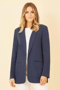 image of Navy Linen Relaxed Blazer