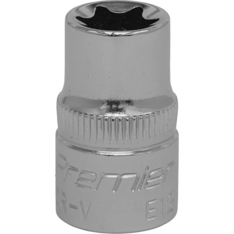 Image of Loops E12 TRX Star Socket Bit - 3/8" Square Drive - PREMIUM Drop Forged Head Knurled Multi