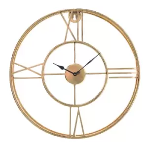 image of Livadia 50cm Round Skeleton Mid Sheen Metal Wall Clock Gold