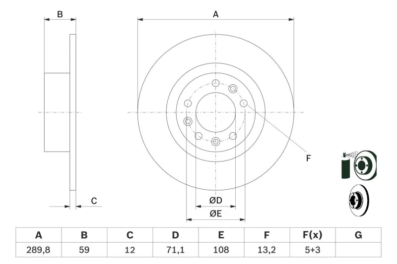 Image of Bosch 0 986 479 F08 Brake disc Solid, Coated Brake Disc (82)