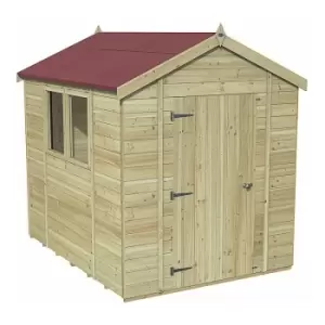 image of 8' x 6' Forest Premium Tongue & Groove Pressure Treated Apex Shed (2.5m x 1.98m) - Natural Timber