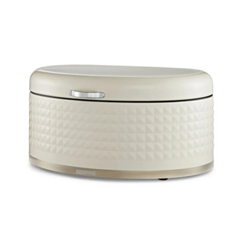 Image of Geepas Argyle 9L Bread Bin Carbon Steel Container With Flip-Open Lid, Cream