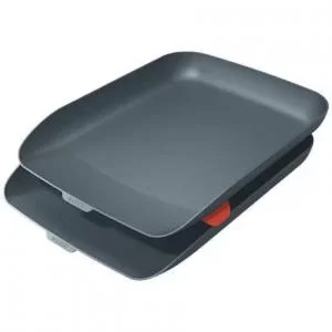 Image of Cosy Letter Tray, Set of 2 A4, Velvet Grey