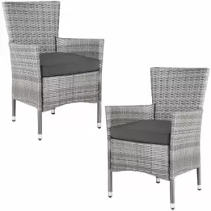 image of Poly Rattan Garden Chair 2Pcs Set Grey/Anthracite