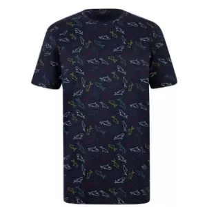 Image of Paul And Shark Printed Crew T-Shirt - Blue