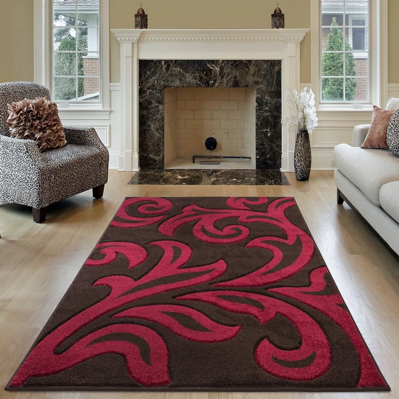 Image of Smart Living Smart Living Modern Hand Carved Soft Thick Area Rug - Florence in Brown Size: 120cm x 170cm Brown 120cm x 170cm Unisex 8680504110065