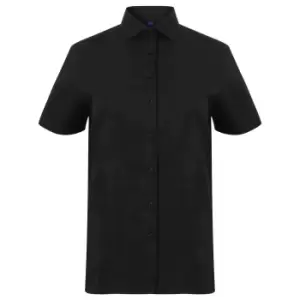 image of Henbury Womens/Ladies Short Sleeve Stretch Shirt (4XL) (Black)