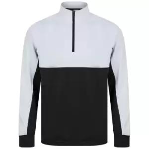 Image of Finden & Hales Unisex Adult Quarter Zip Fleece Top (XL) (Black/White)