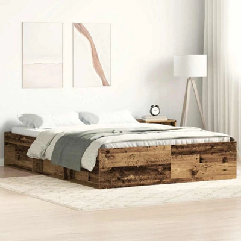Image of Vidaxl Bed Frame Without Mattress Old Wood 140X200Cm Engineered Wood
